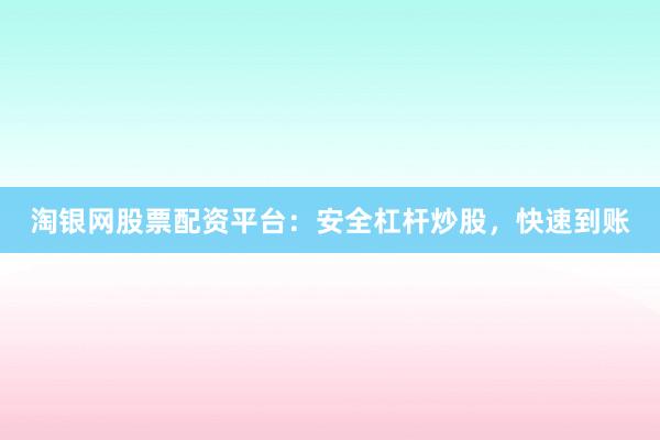 淘银网股票配资平台：安全杠杆炒股，快速到账